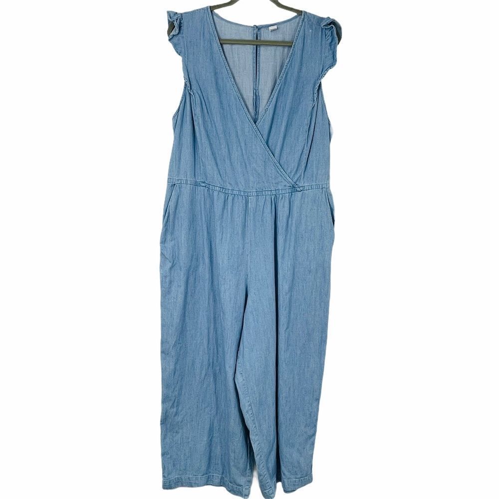 Old Navy wrap Chambray Wide leg Jumpsuit